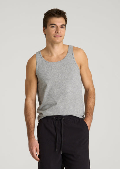 Core Cotton Tank for Tall Men in Heathered Grey