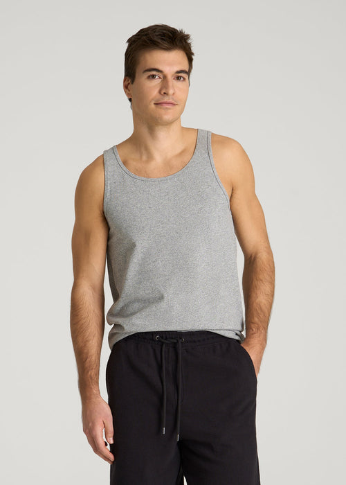 Core Cotton Tank for Tall Men in Heathered Grey