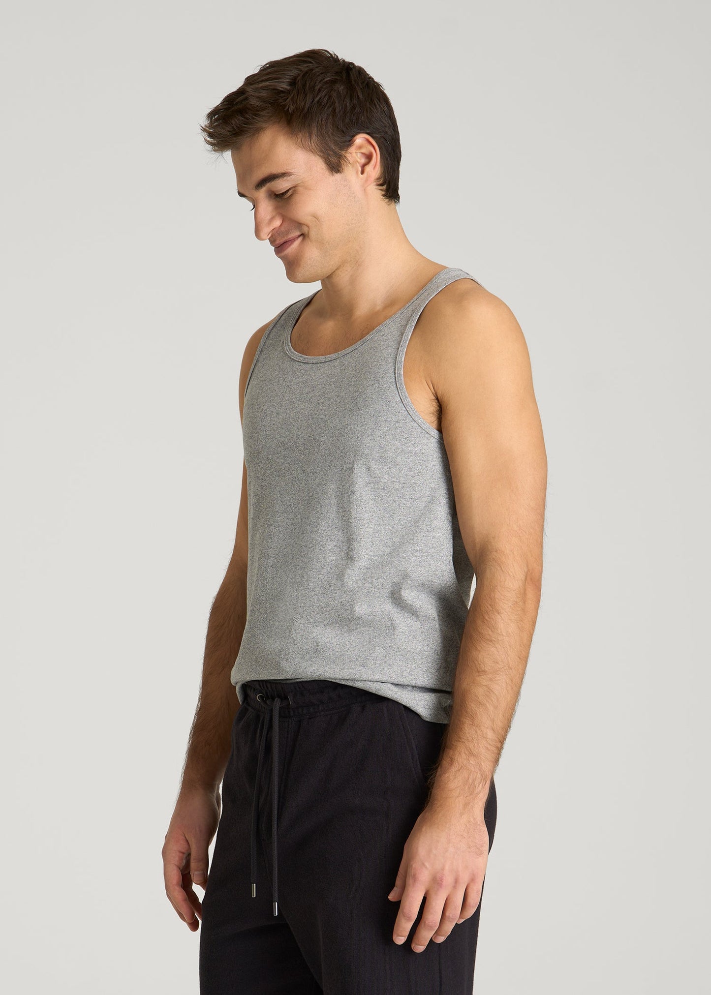 Core Cotton Tank for Tall Men in Heathered Grey