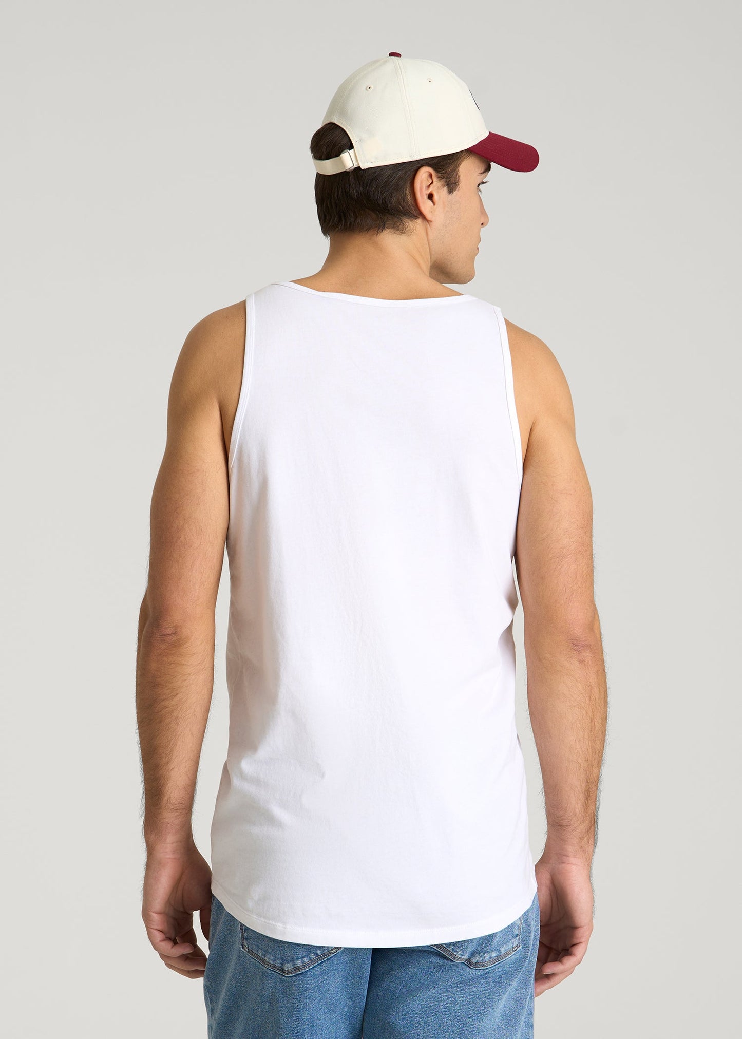 Core Cotton Tank for Tall Men in White