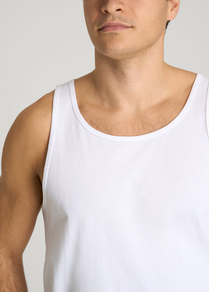 Core Cotton Tank for Tall Men in White