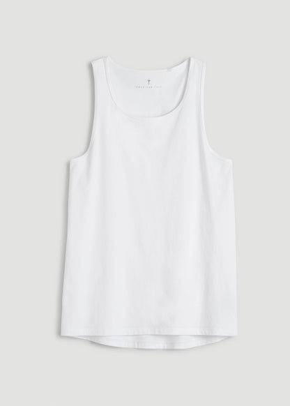 Core Cotton Tank for Tall Men in White