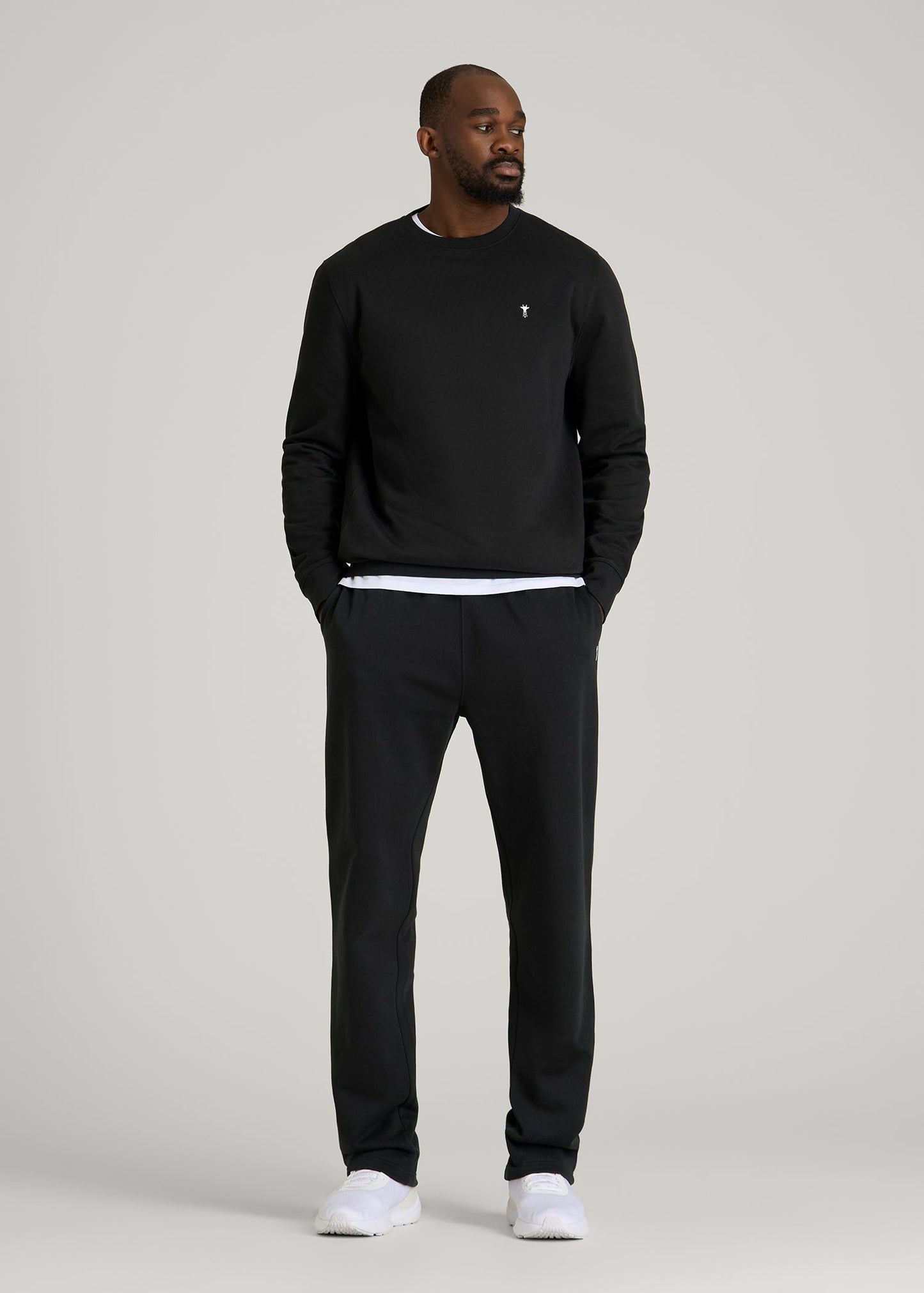 Core Motion Fleece Crewneck for Tall Men in Black