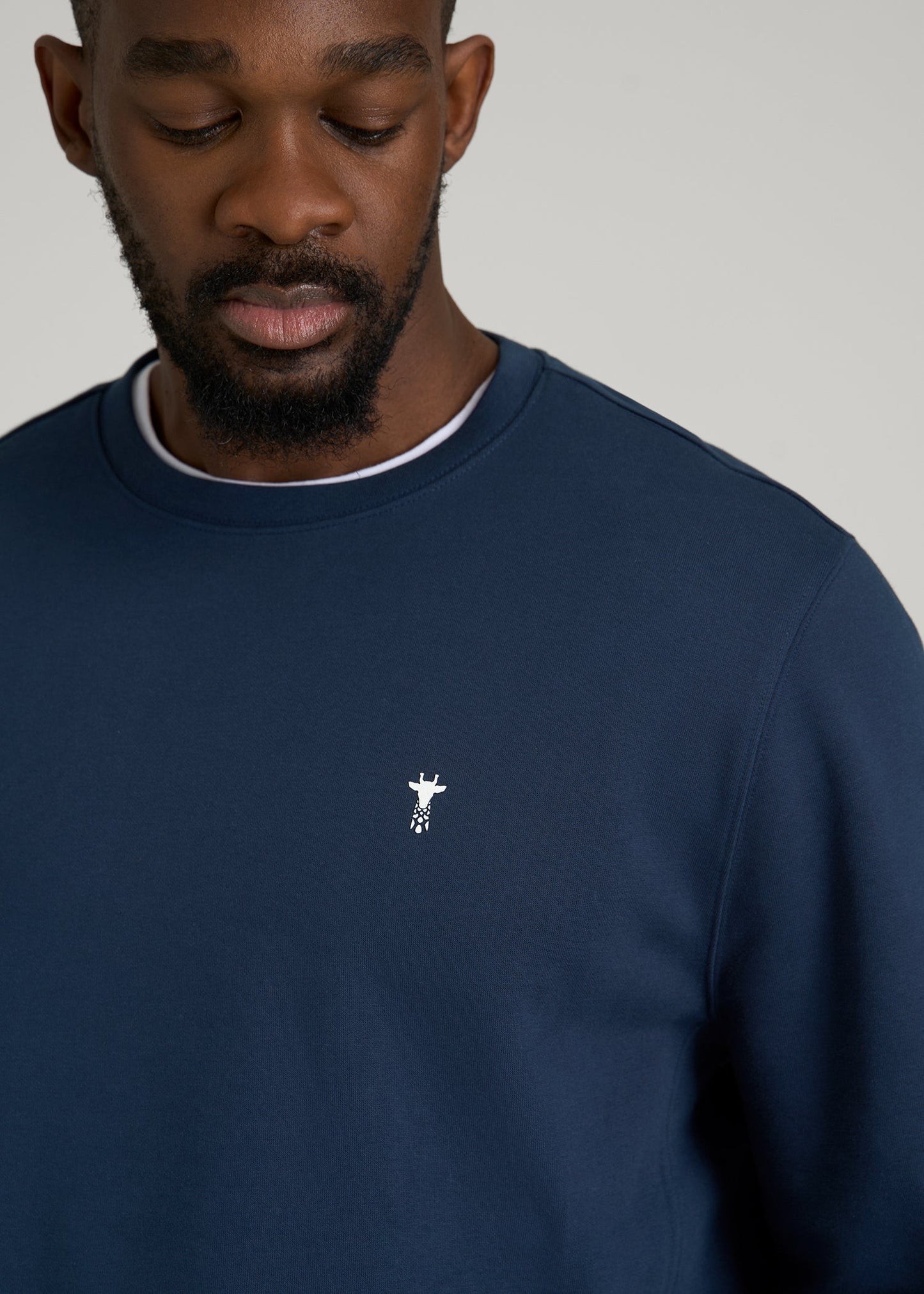 Core Motion Fleece Crewneck for Tall Men in Navy Blue