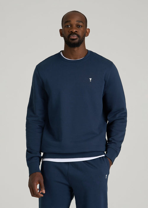 Core Motion Fleece Crewneck for Tall Men in Navy Blue