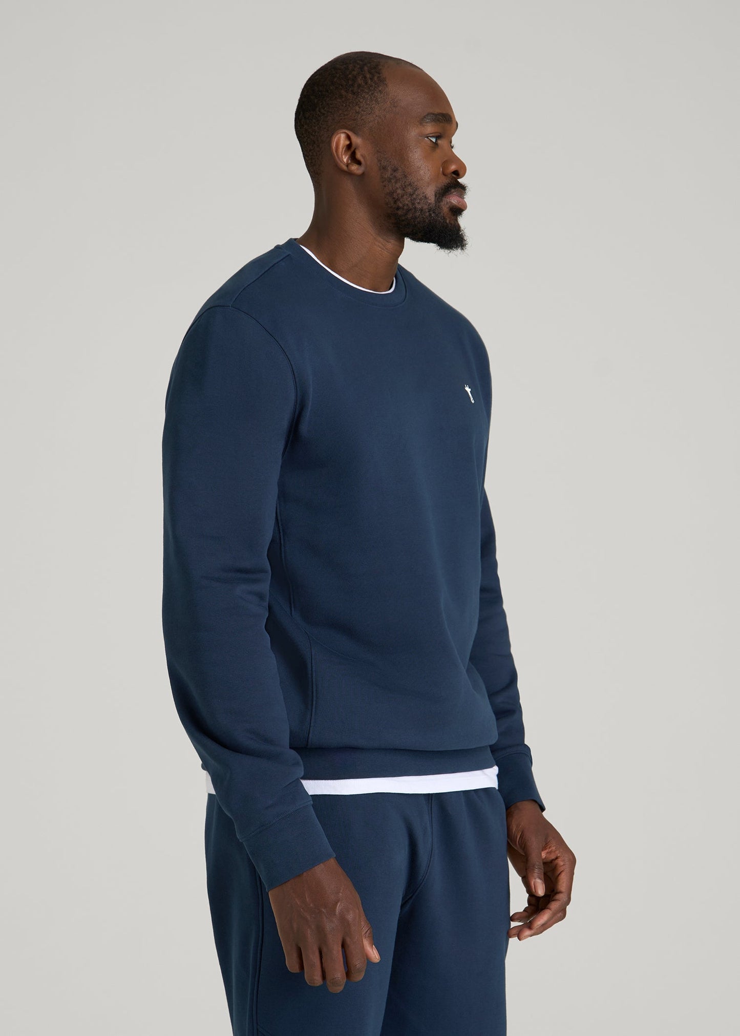 Core Motion Fleece Crewneck for Tall Men in Navy Blue