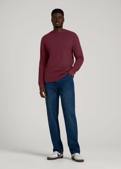 Double Honeycomb Thermal Crewneck for Tall Men in Tawny Port