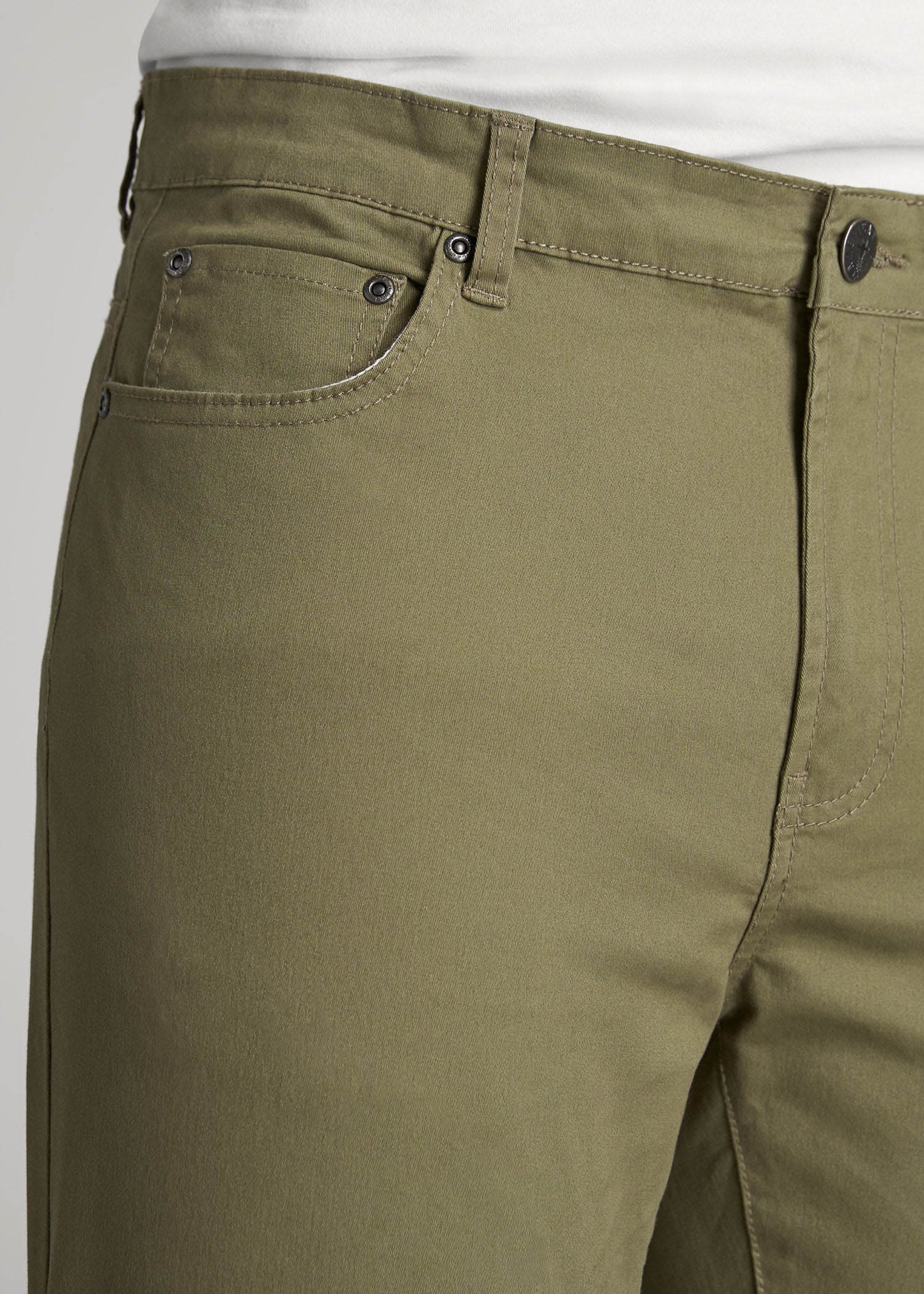 Dylan Slim Fit Five-Pocket Pants For Tall Men in Fatigue Green