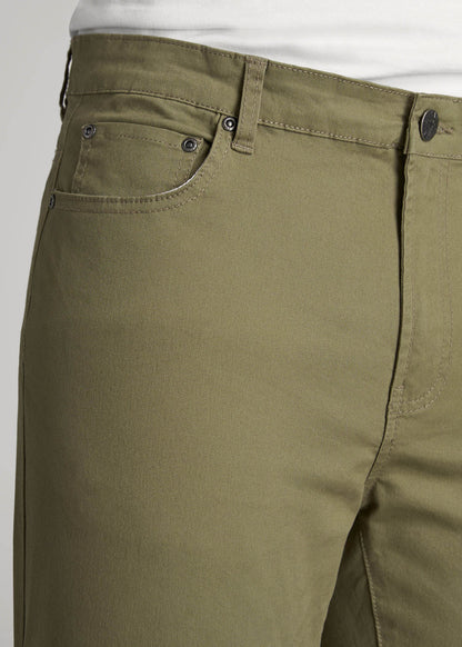 Dylan Slim Fit Five-Pocket Pants For Tall Men in Fatigue Green