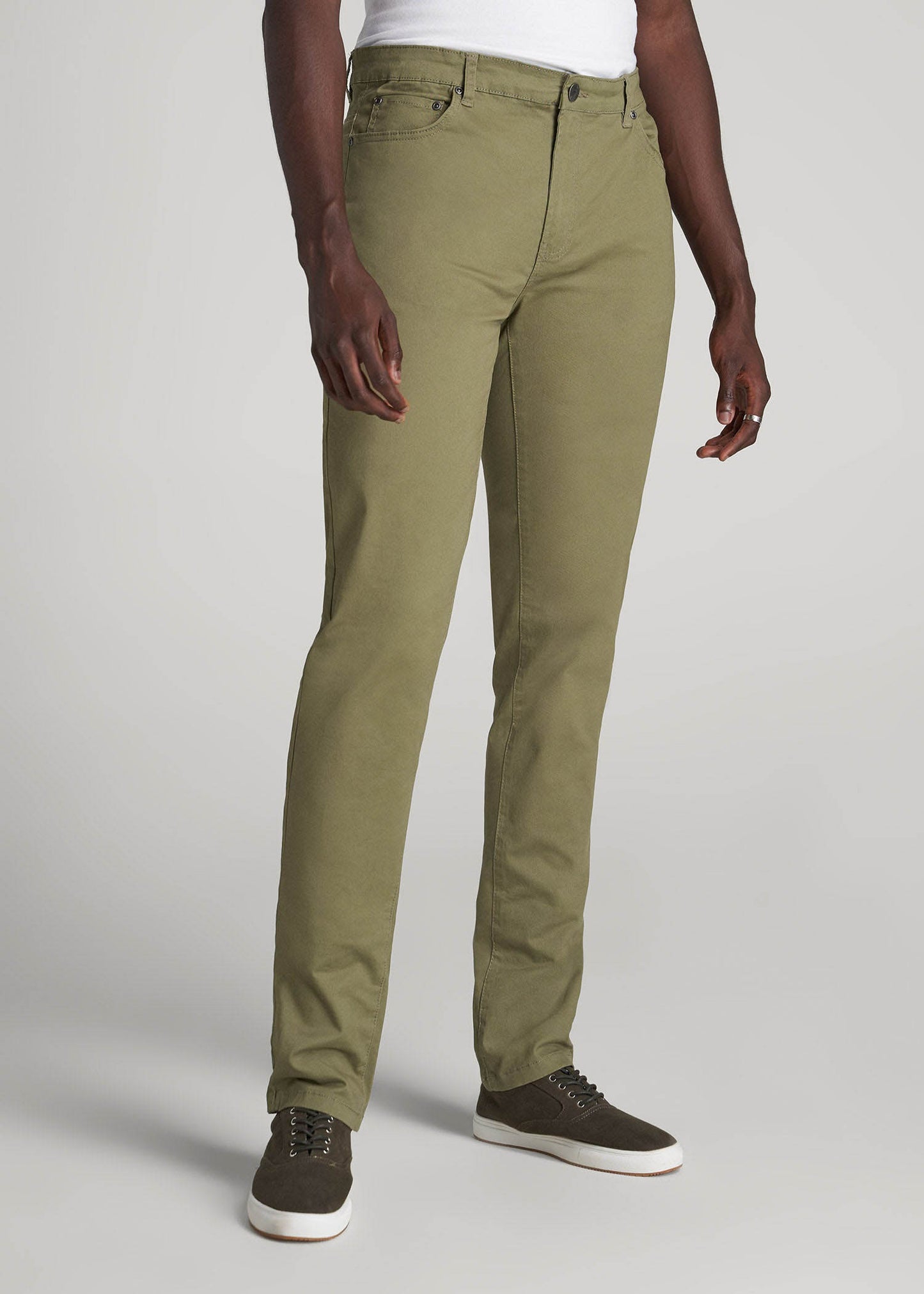 Dylan Slim Fit Five-Pocket Pants For Tall Men in Fatigue Green