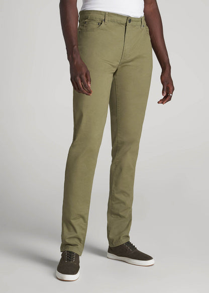 Dylan Slim Fit Five-Pocket Pants For Tall Men in Fatigue Green
