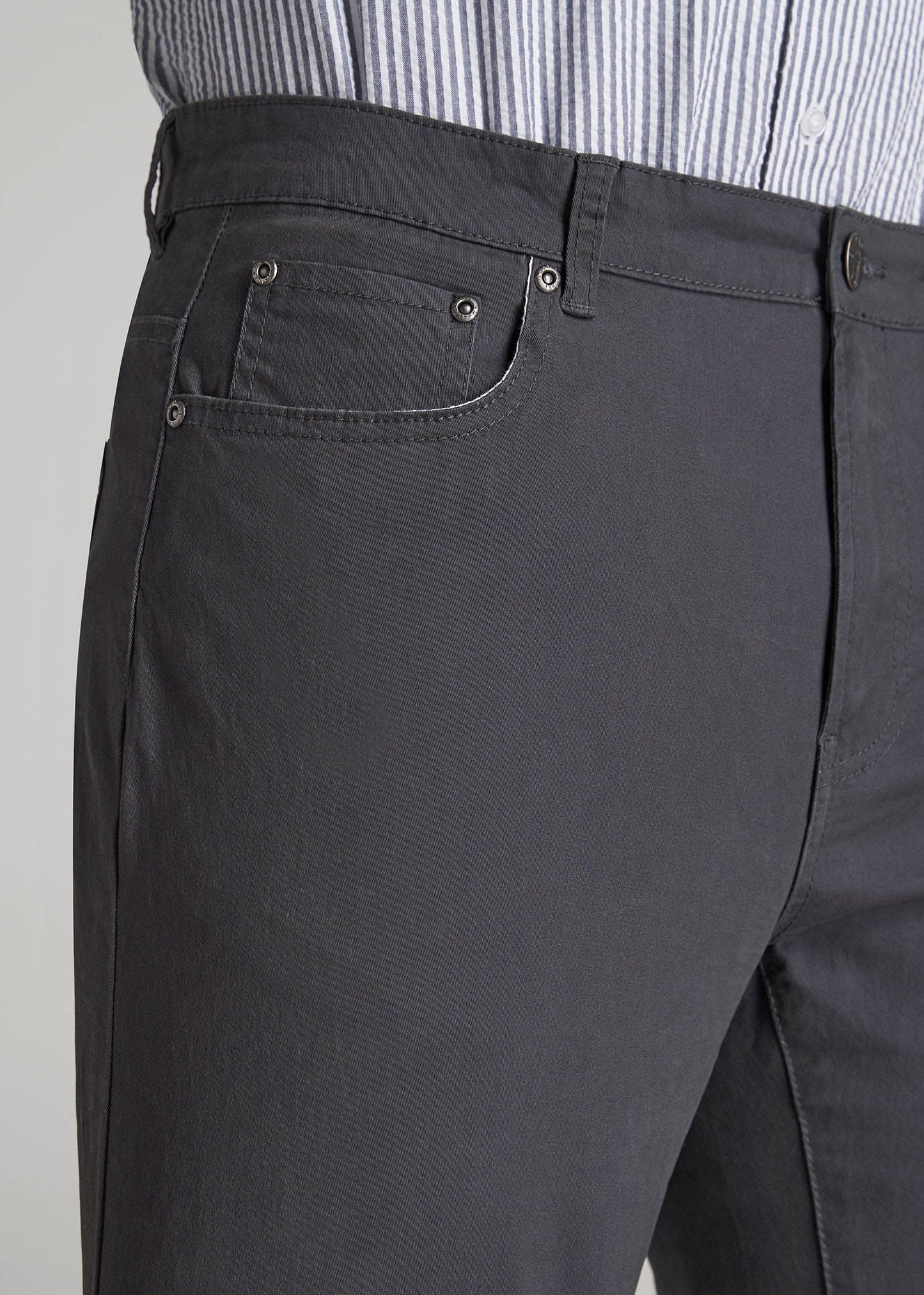 Dylan Slim Fit Five-Pocket Pants For Tall Men in Iron Grey