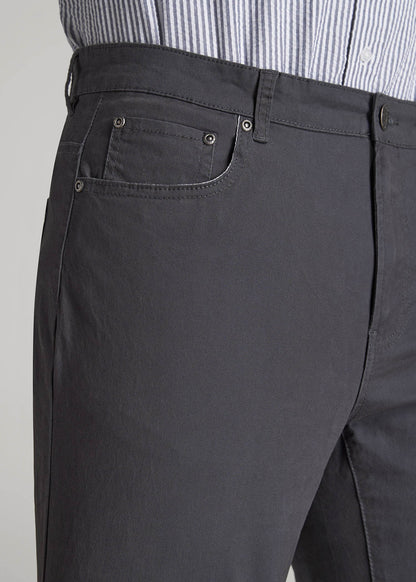 Dylan Slim Fit Five-Pocket Pants For Tall Men in Iron Grey