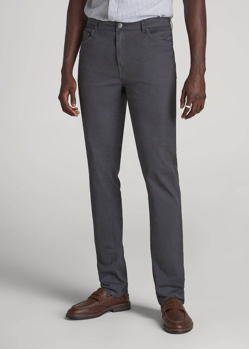 Dylan Slim Fit Five-Pocket Pants For Tall Men in Iron Grey