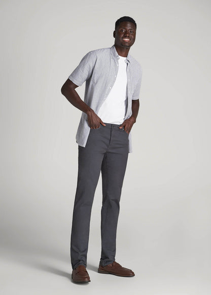 Dylan Slim Fit Five-Pocket Pants For Tall Men in Iron Grey