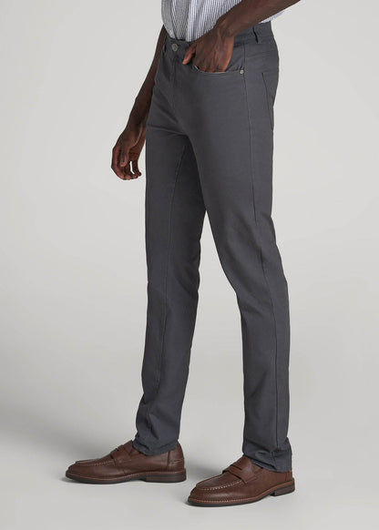 Dylan Slim Fit Five-Pocket Pants For Tall Men in Iron Grey