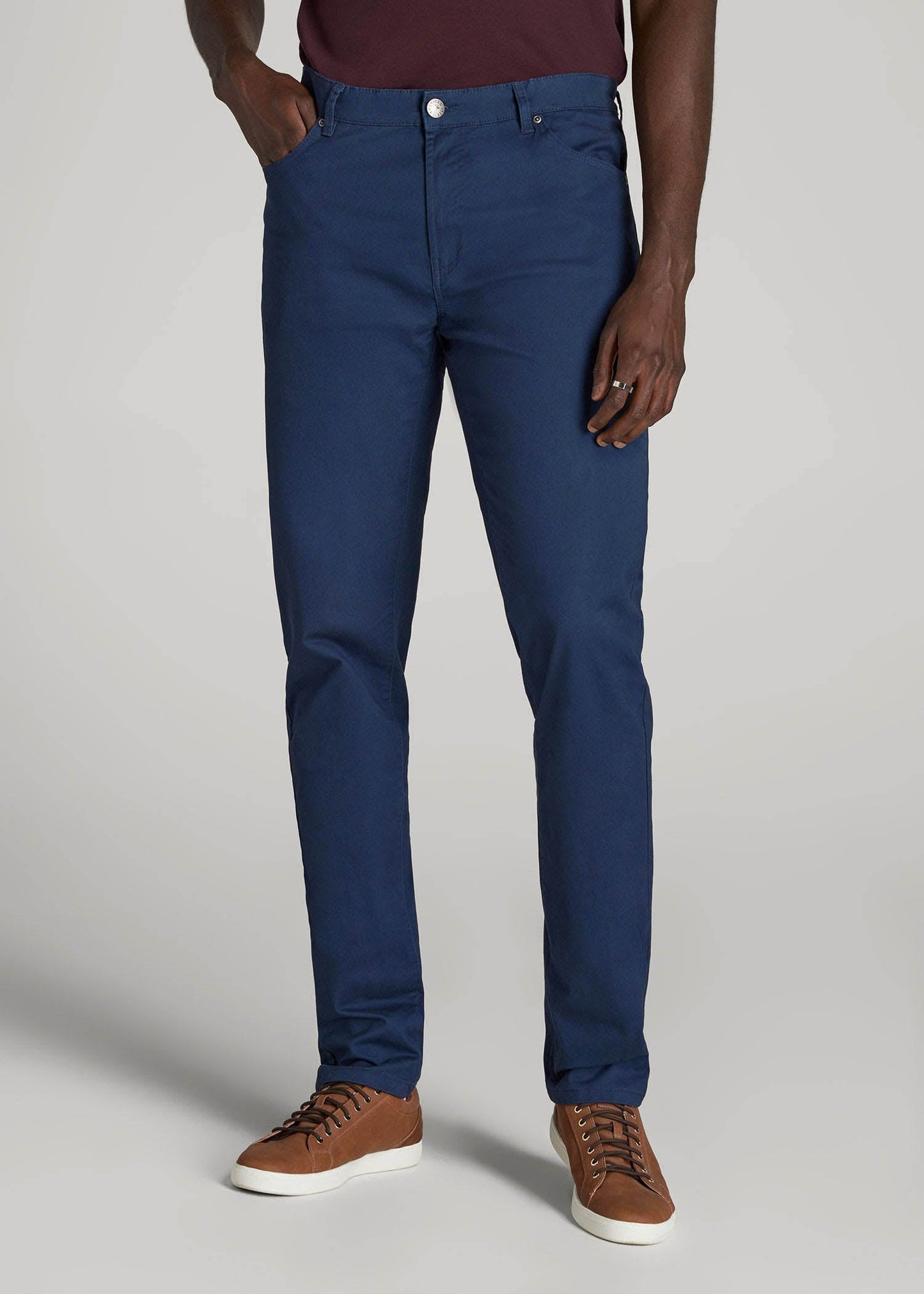 Dylan Slim Fit Five-Pocket Pants For Tall Men in Marine Navy