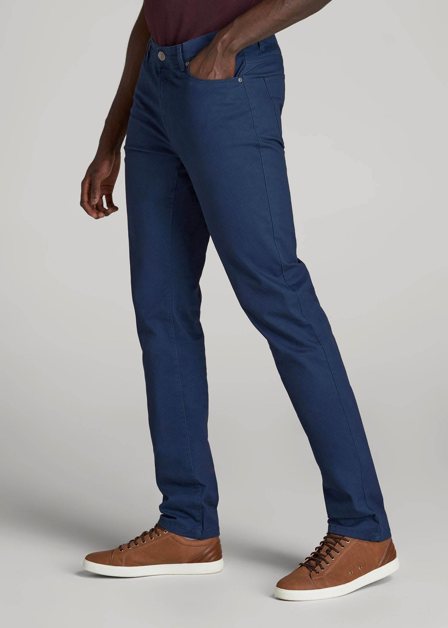 Dylan Slim Fit Five-Pocket Pants For Tall Men in Marine Navy