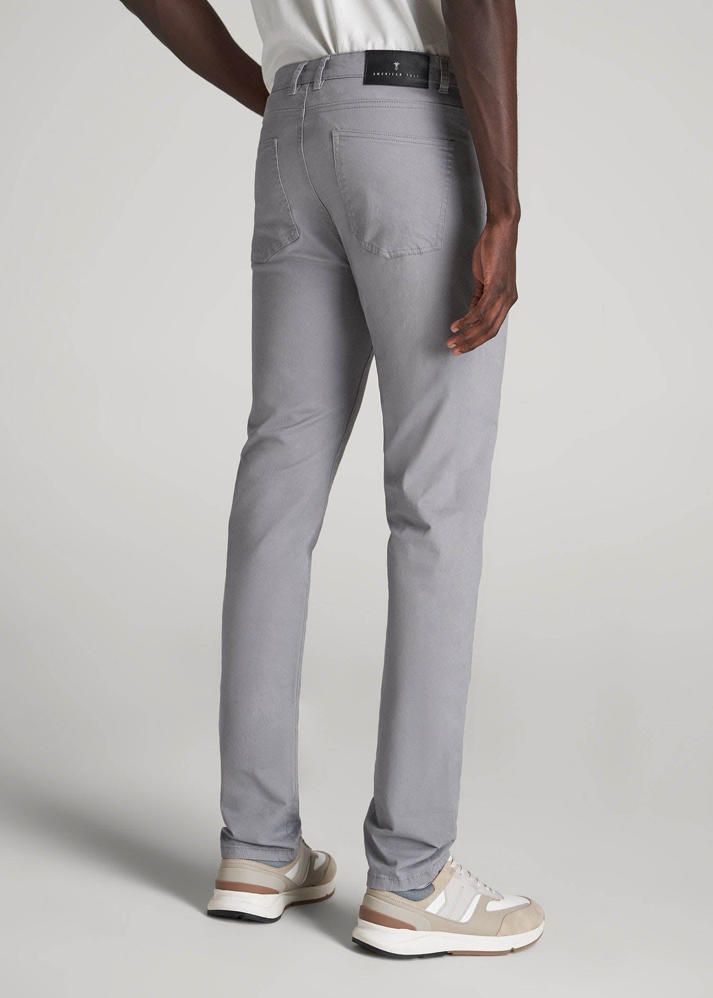 Dylan Slim Fit Five-Pocket Pants For Tall Men in Pebble Grey