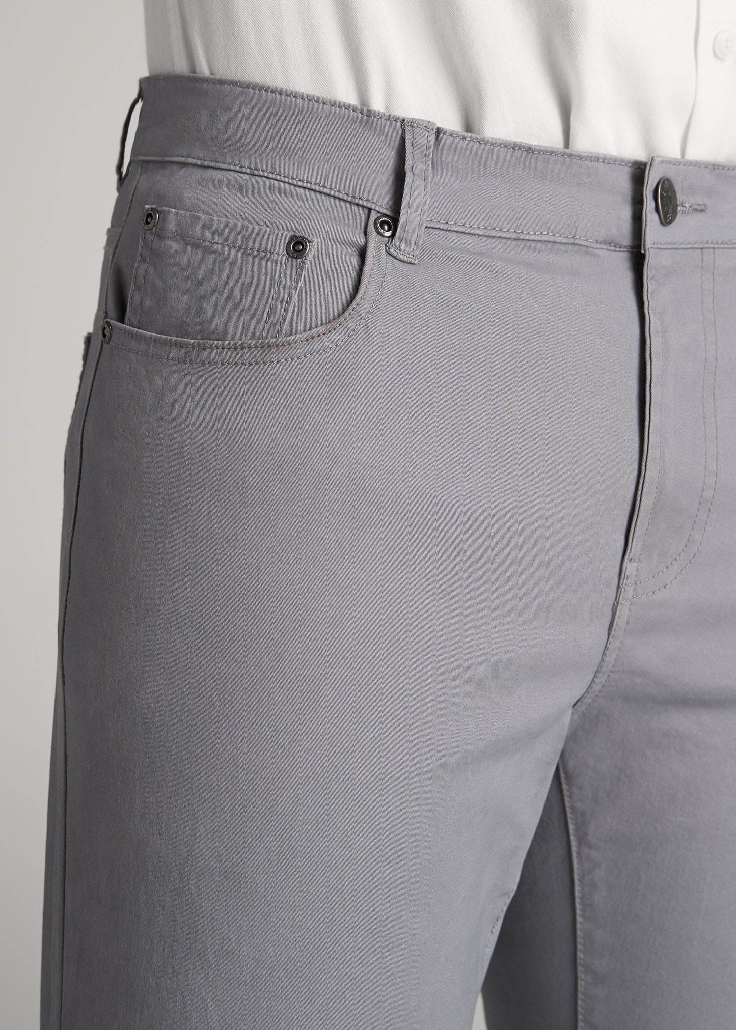 Dylan Slim Fit Five-Pocket Pants For Tall Men in Pebble Grey