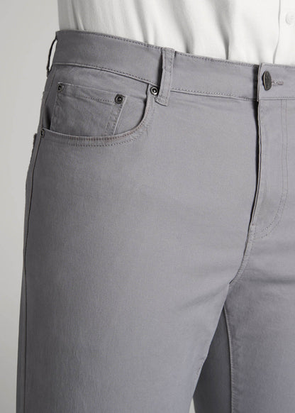 Dylan Slim Fit Five-Pocket Pants For Tall Men in Pebble Grey