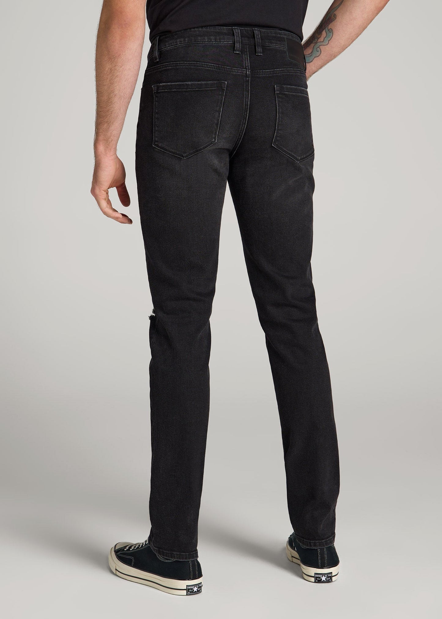 Dylan Slim Fit Jeans for Tall Men in Distressed Onyx Black Wash