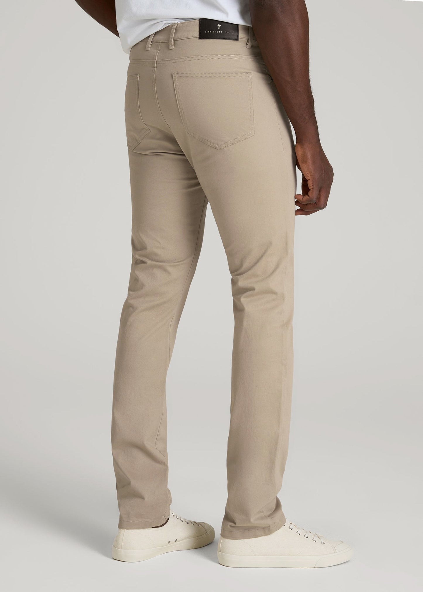 Dylan Slim Fit Five-Pocket Pants For Tall Men in Desert Khaki