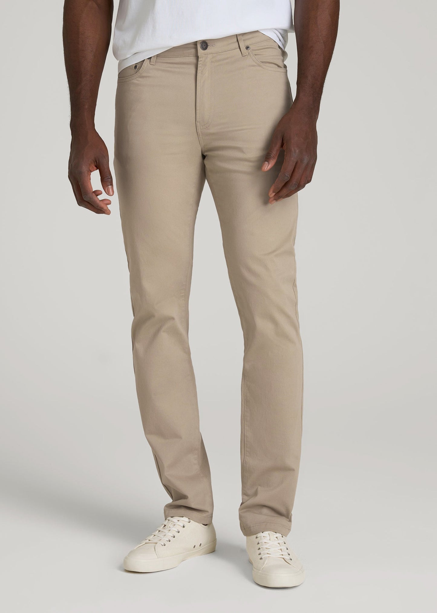Dylan Slim Fit Five-Pocket Pants For Tall Men in Desert Khaki
