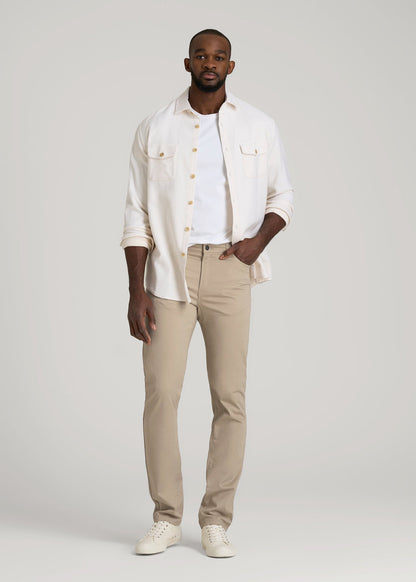 Dylan Slim Fit Five-Pocket Pants For Tall Men in Desert Khaki