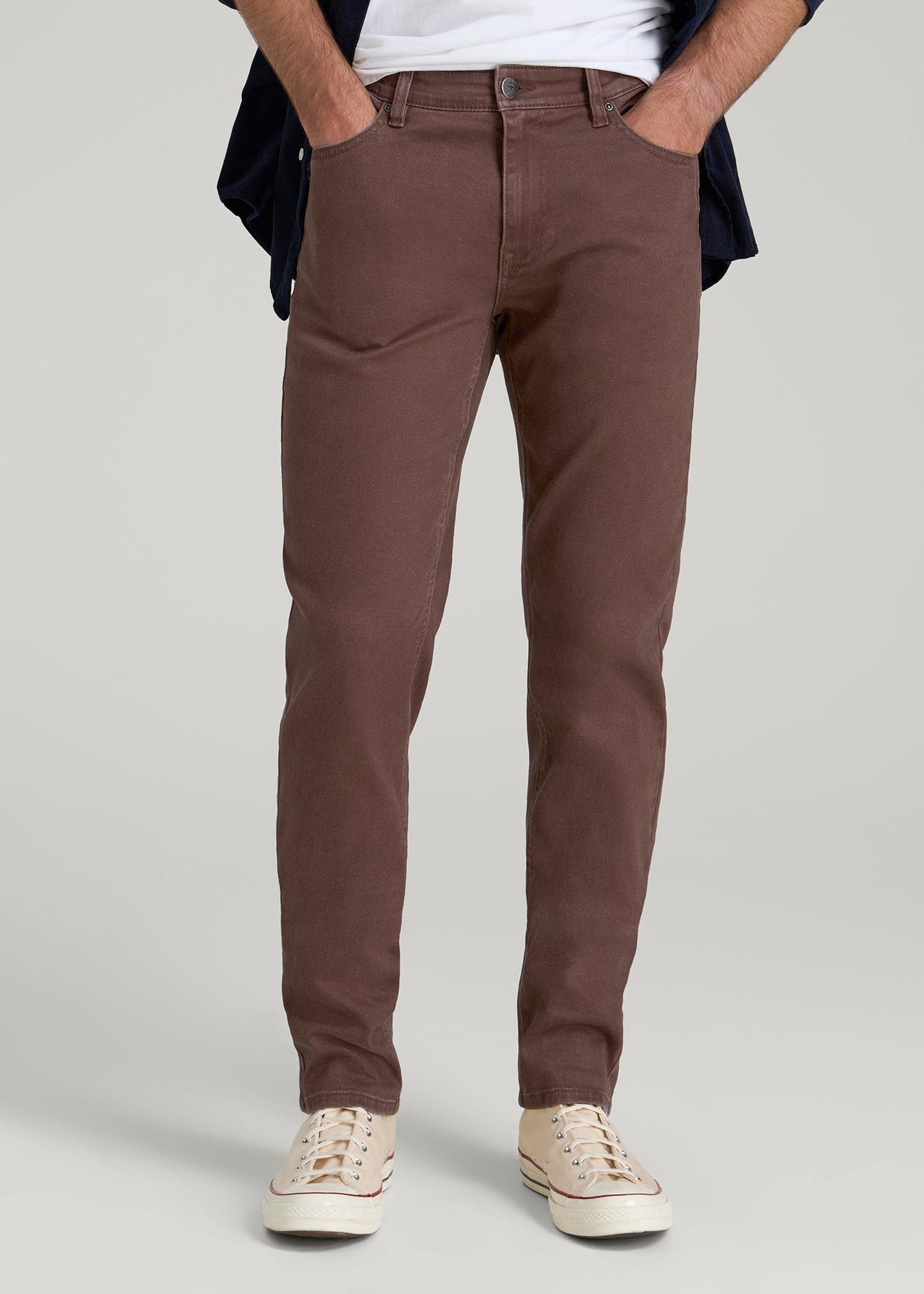 Dylan Slim Fit Colored Jeans for Tall Men in Dark Toffee