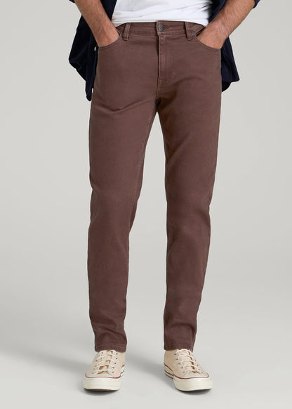 Dylan Slim Fit Colored Jeans for Tall Men in Dark Toffee