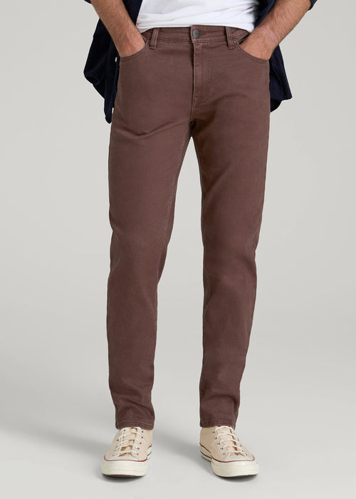 Dylan Slim Fit Colored Jeans for Tall Men in Dark Toffee