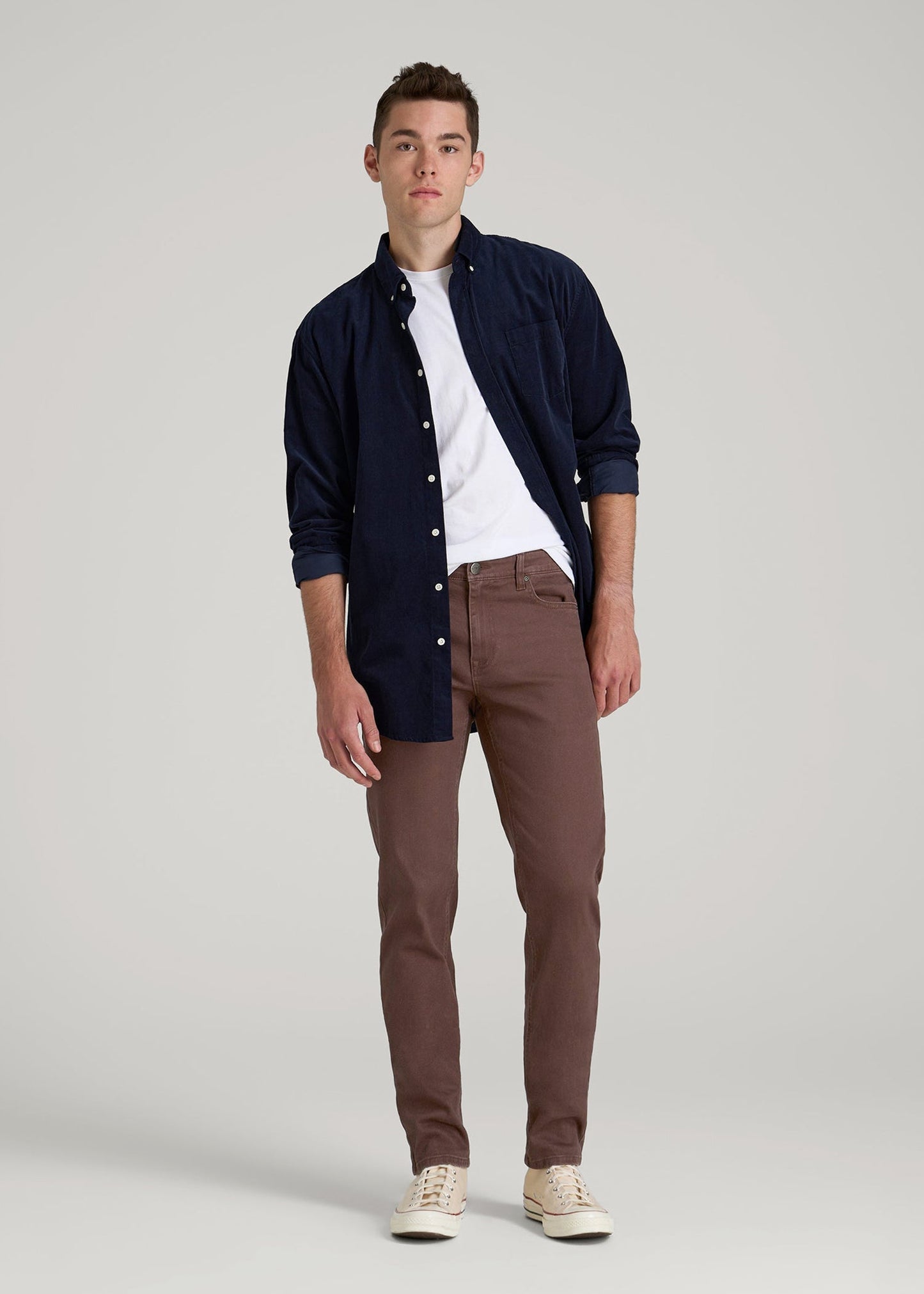 Dylan Slim Fit Colored Jeans for Tall Men in Dark Toffee