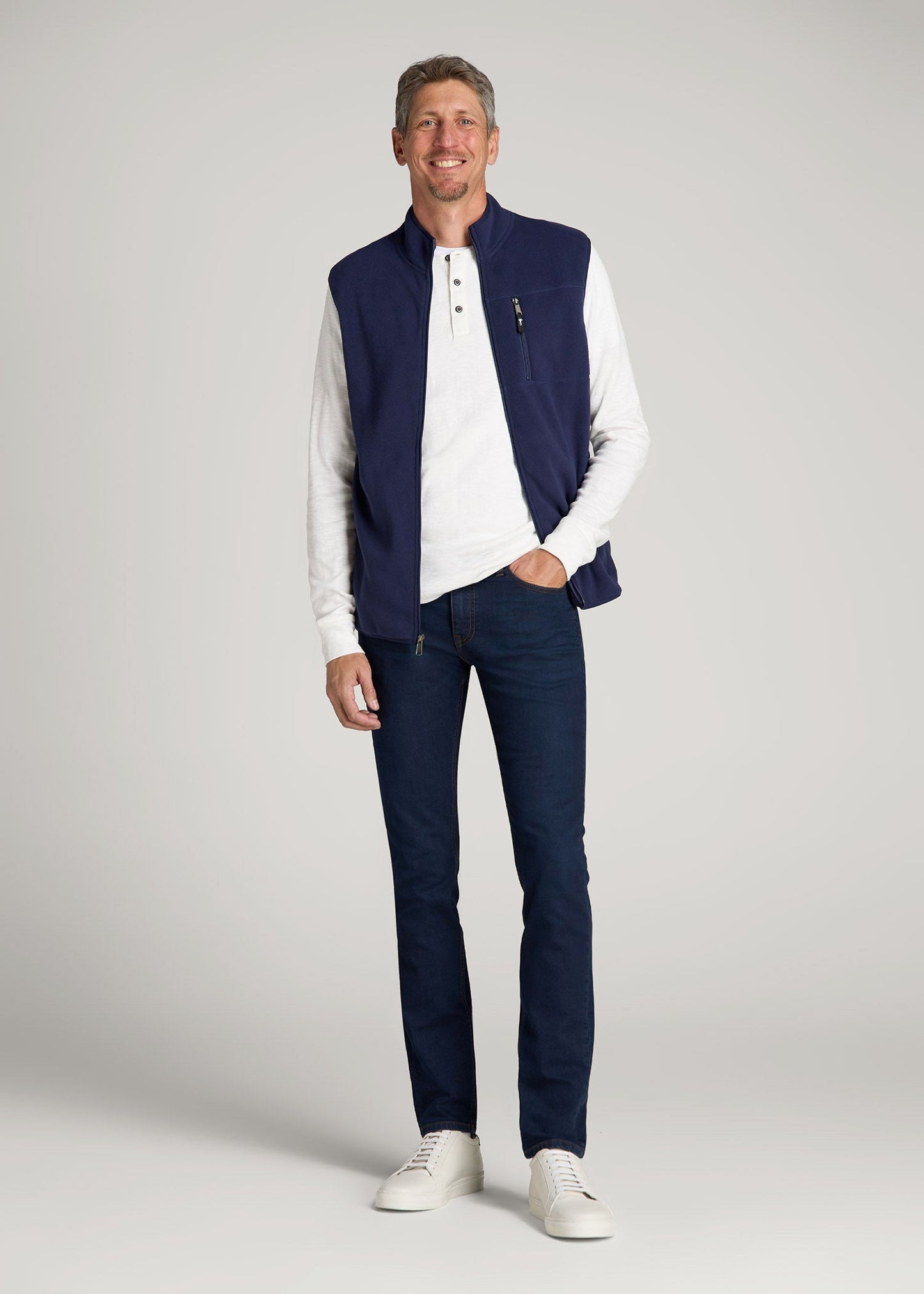 Dylan Slim Fit Fleeced Jeans for Tall Men in Rockies Blue