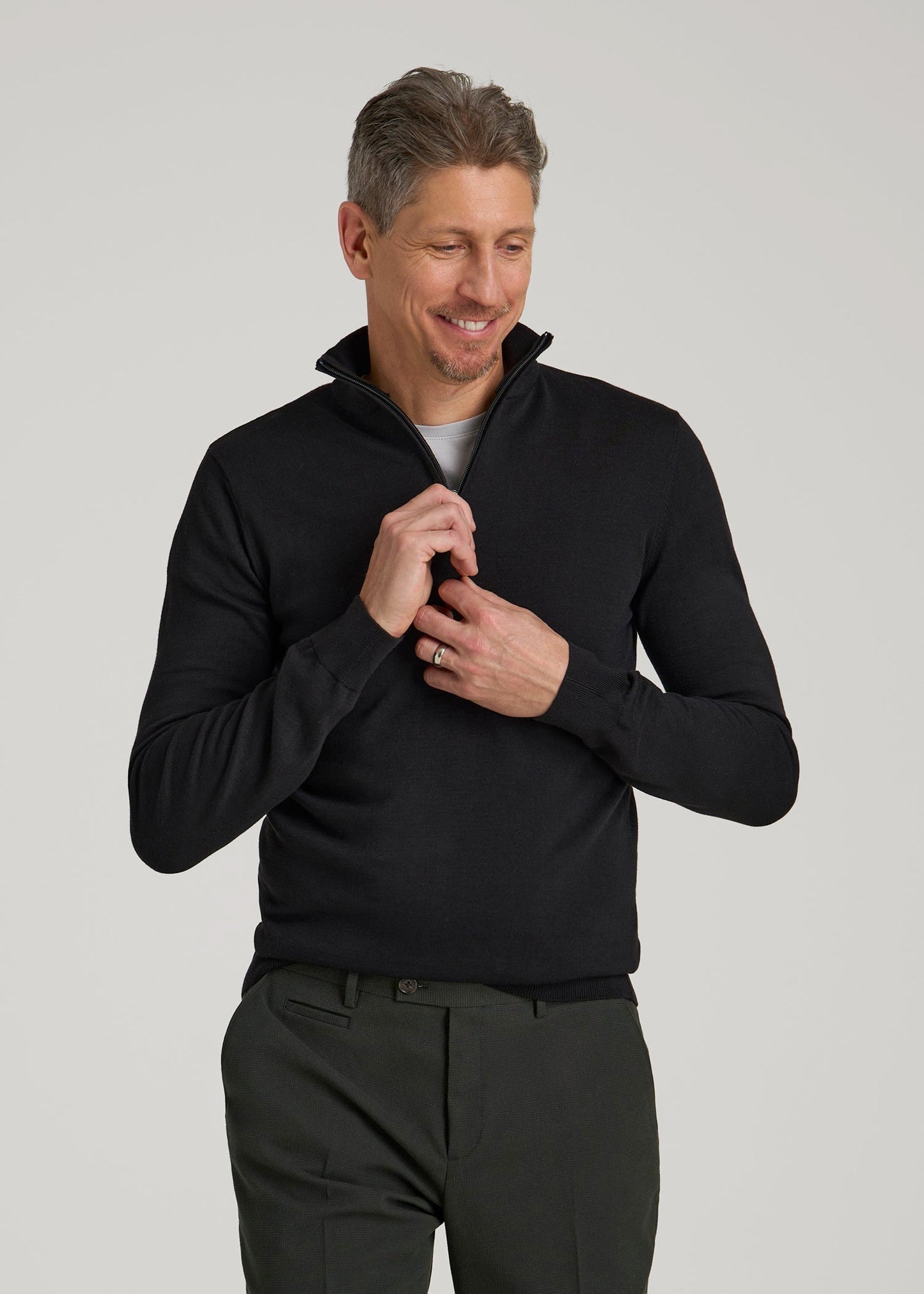 Everyday Quarter-Zip Sweater for Tall Men in Black