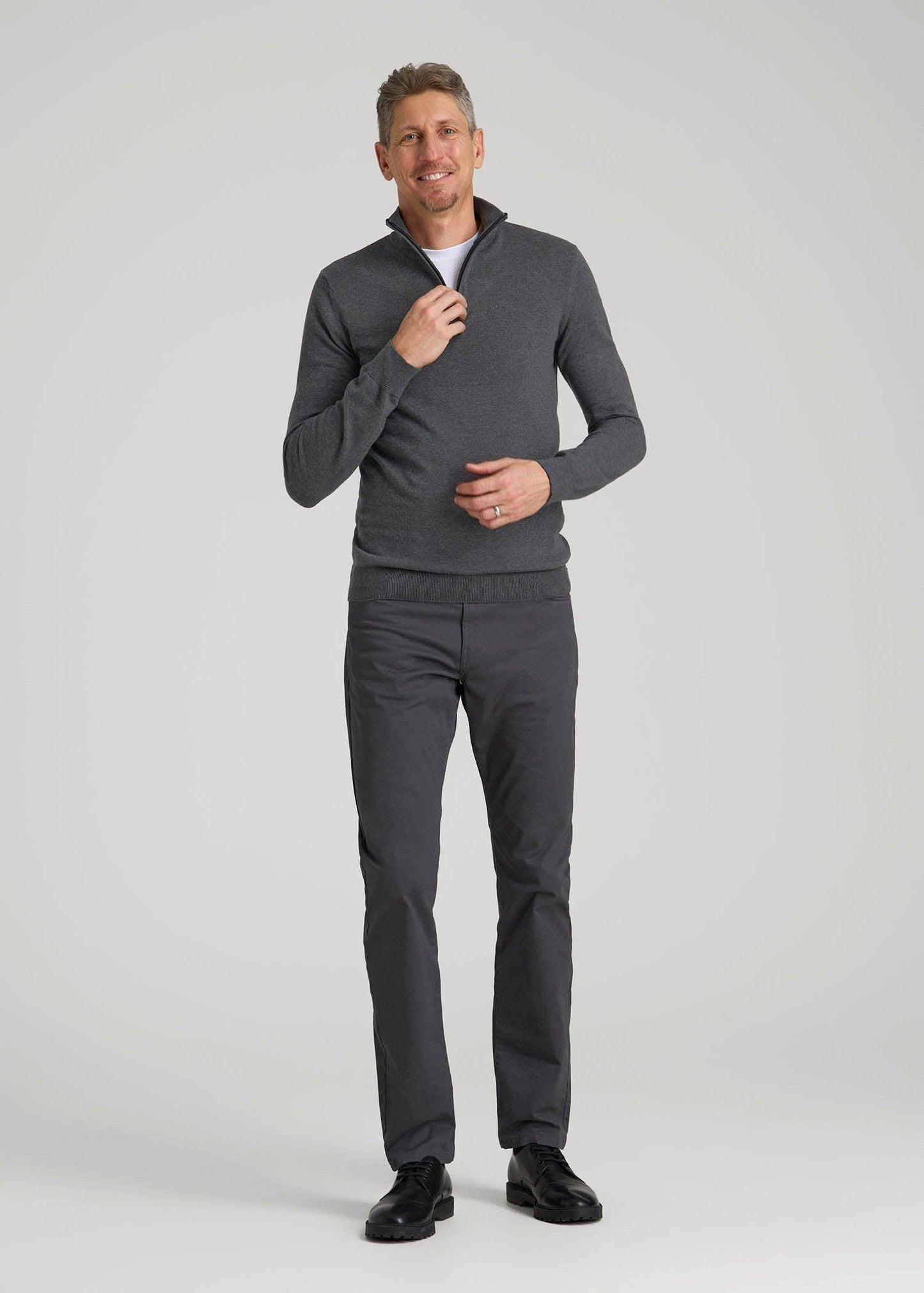 Everyday Quarter-Zip Sweater for Tall Men in Charcoal Mix