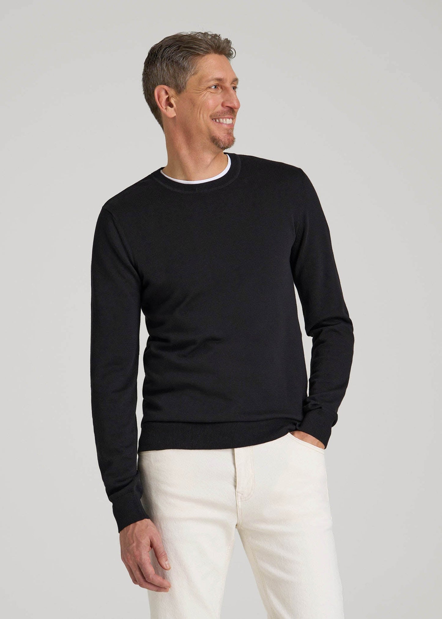 Everyday Crewneck Sweater for Tall Men in Black