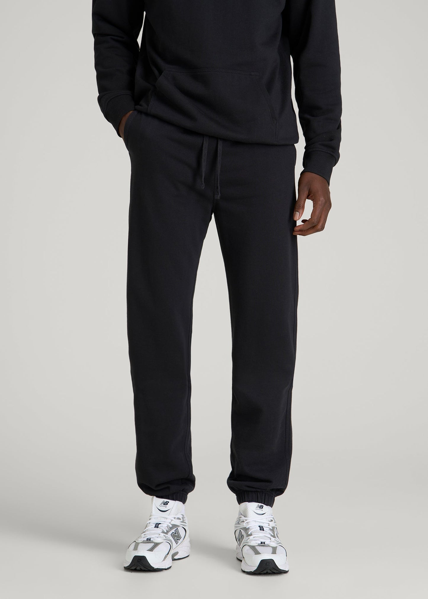Everyday French Terry Cinched Bottom Sweatpants for Tall Men in Black