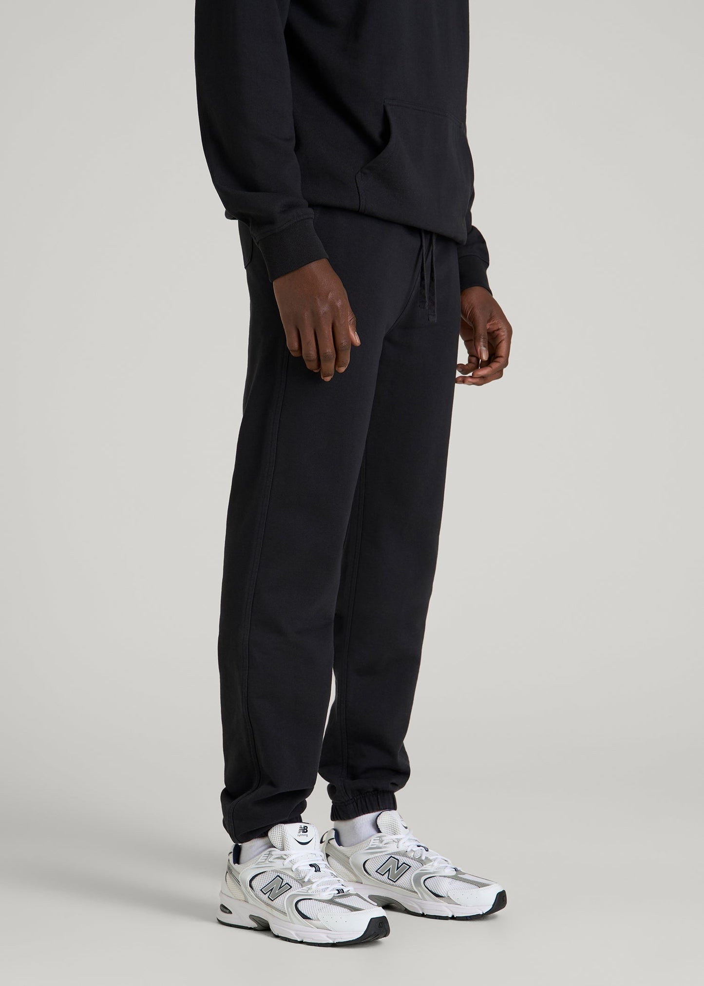 Everyday French Terry Cinched Bottom Sweatpants for Tall Men in Black