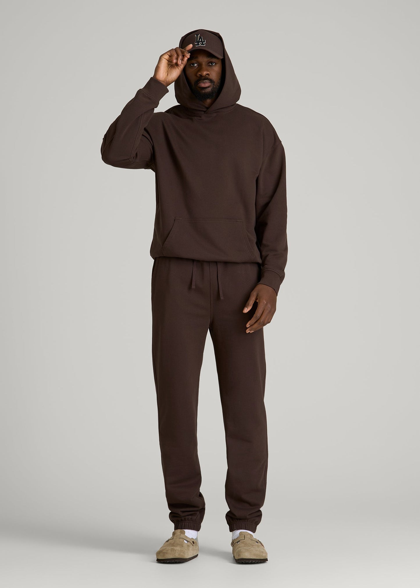 Everyday French Terry Cinched Bottom Sweatpants for Tall Men in Espresso