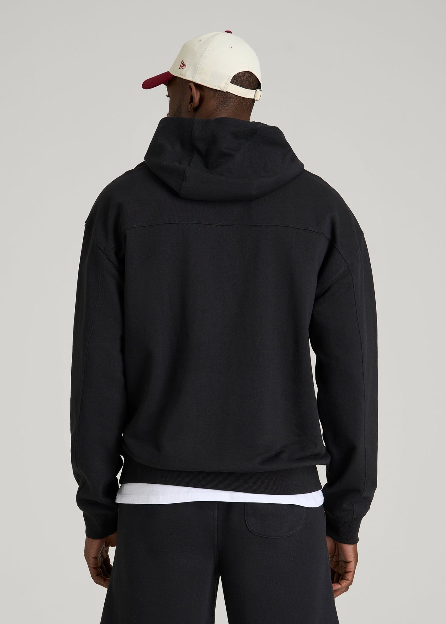 Everyday French Terry Popover Hoodie for Tall Men in Black
