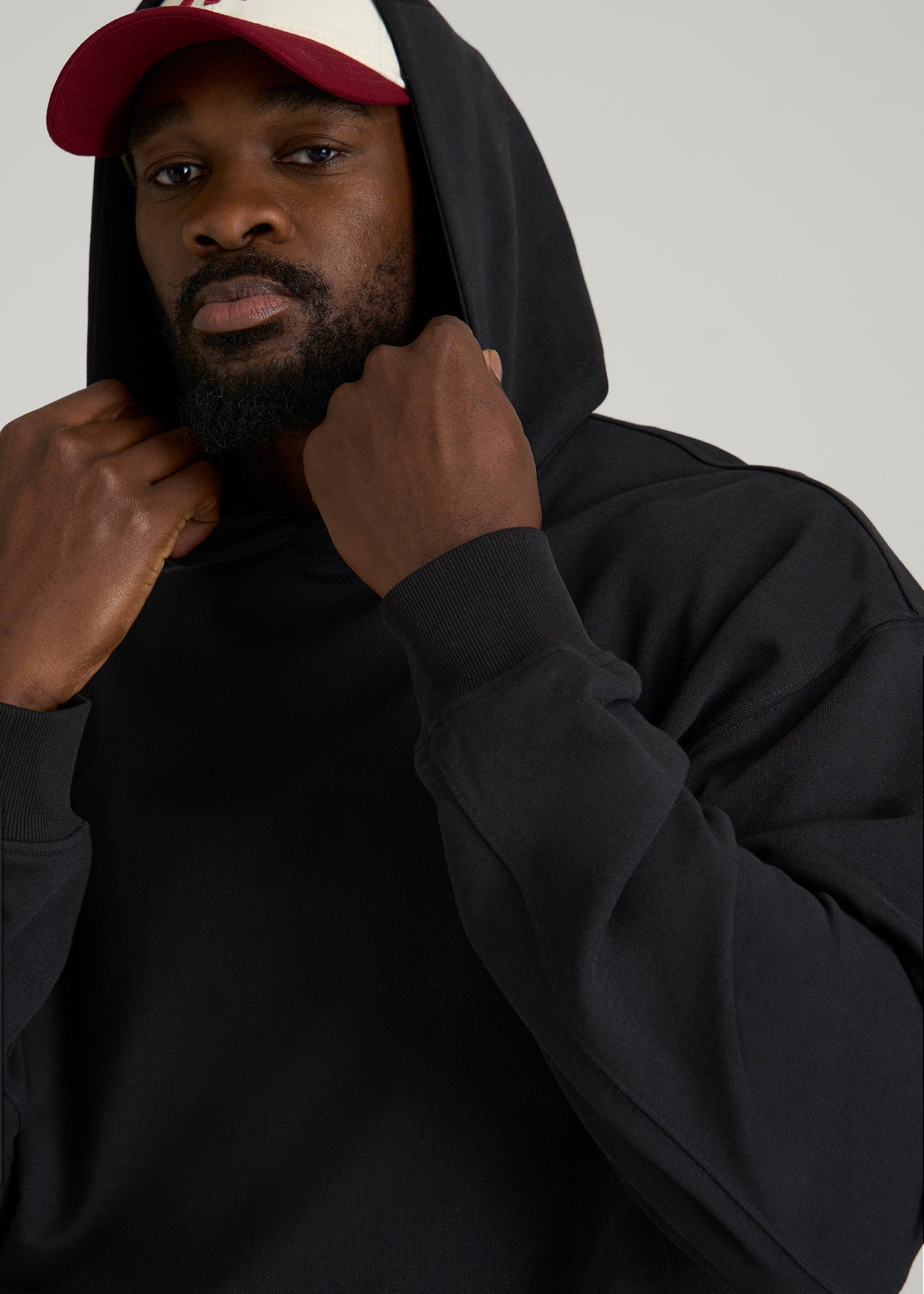 Everyday French Terry Popover Hoodie for Tall Men in Black