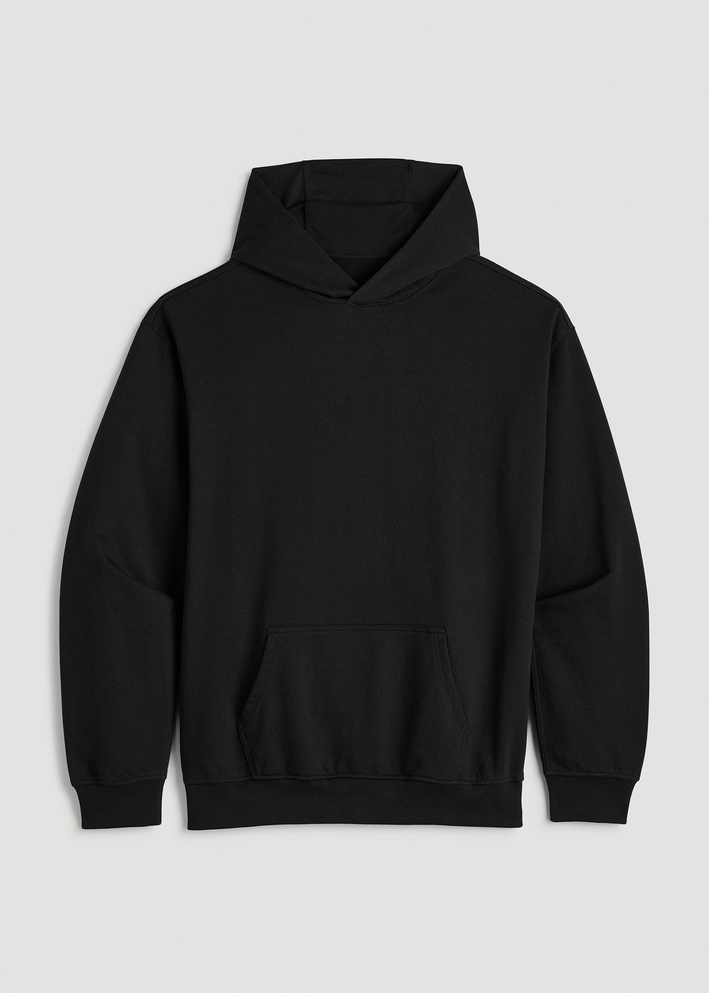 Everyday French Terry Popover Hoodie for Tall Men in Black