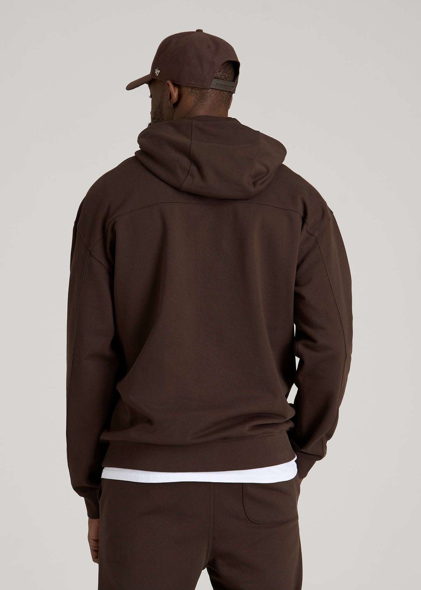 Everyday French Terry Popover Hoodie for Tall Men in Espresso