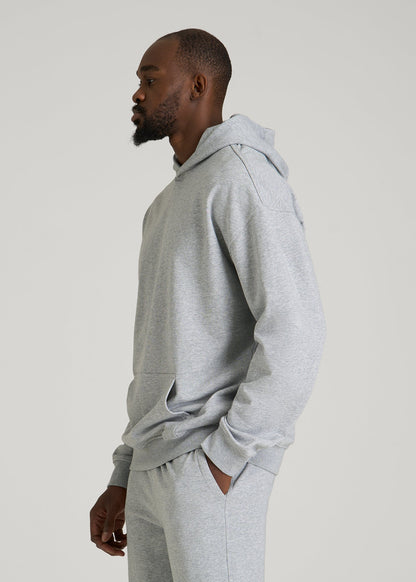 Everyday French Terry Popover Hoodie for Tall Men in Grey Mix