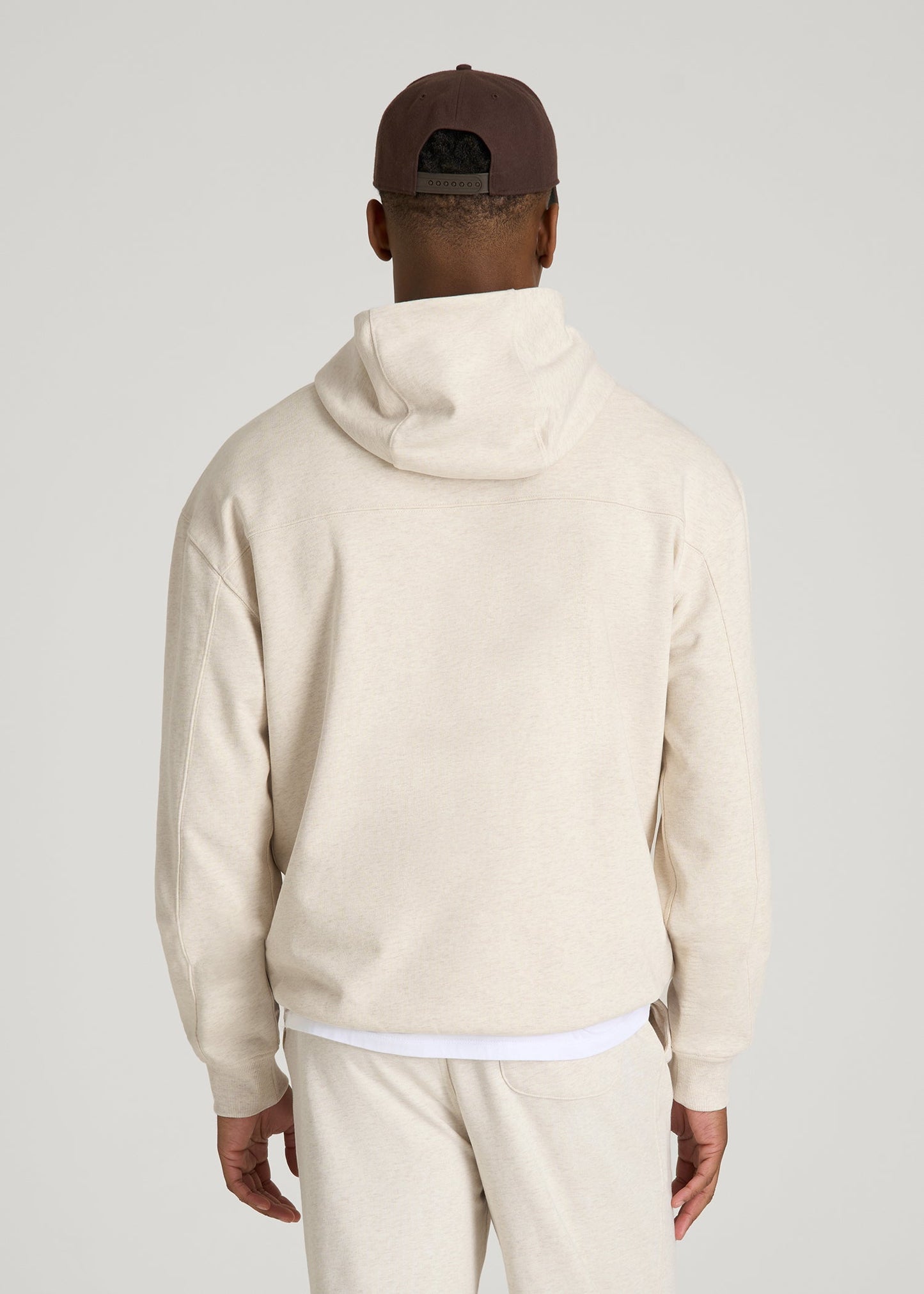 Everyday French Terry Popover Hoodie for Tall Men in Heathered Oatmeal