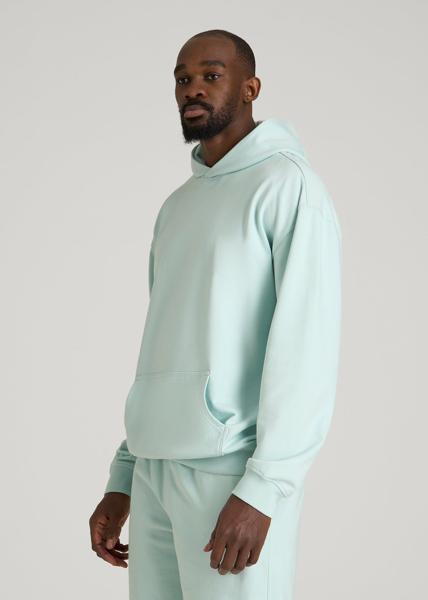 Everyday French Terry Popover Hoodie for Tall Men in Opal Blue