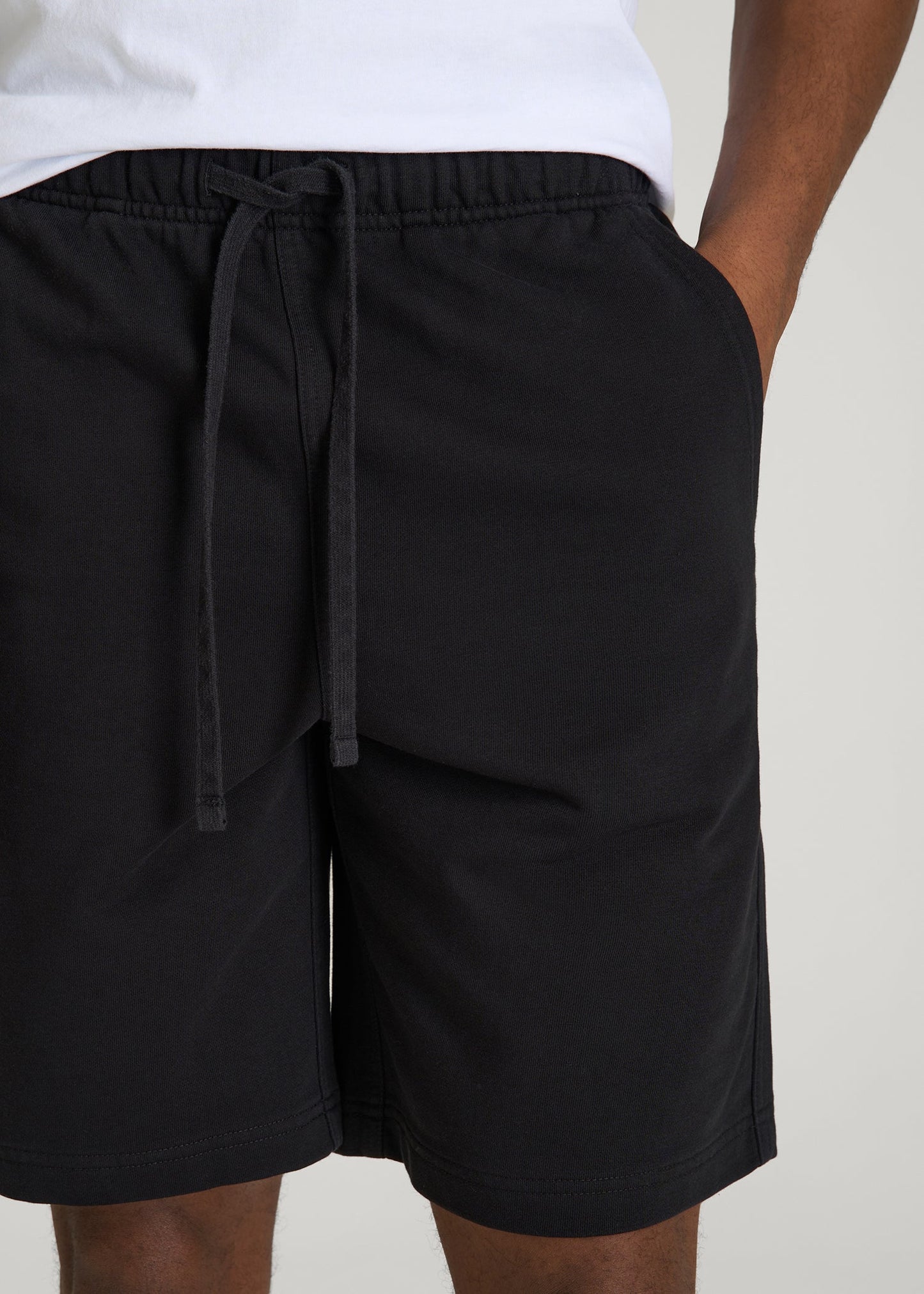 Everyday French Terry Shorts for Tall Men in Black