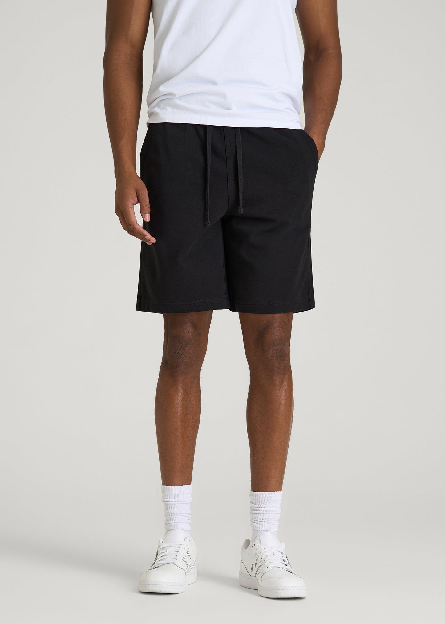 Everyday French Terry Shorts for Tall Men in Black