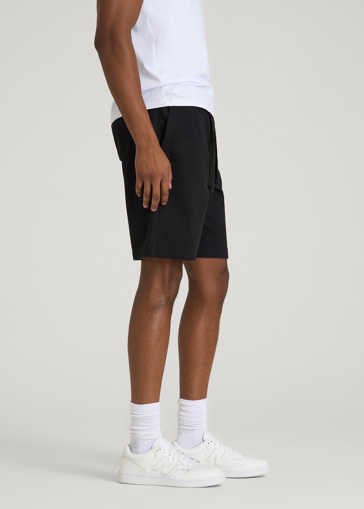 Everyday French Terry Shorts for Tall Men in Black
